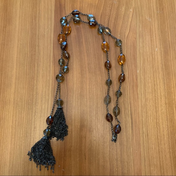 Crystal and Dangle Chain Necklace J.Jill - Picture 2 of 8